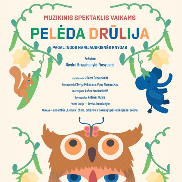 Bilietas į muzikinį spektaklį „Pelėda Drūlija“ gruodžio 5 d. 14:30 val.